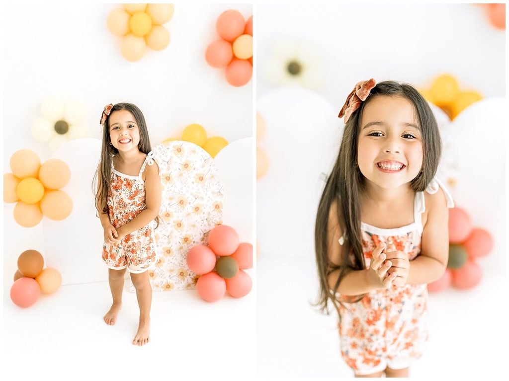 girl in boho romper for birthday photoshoot
