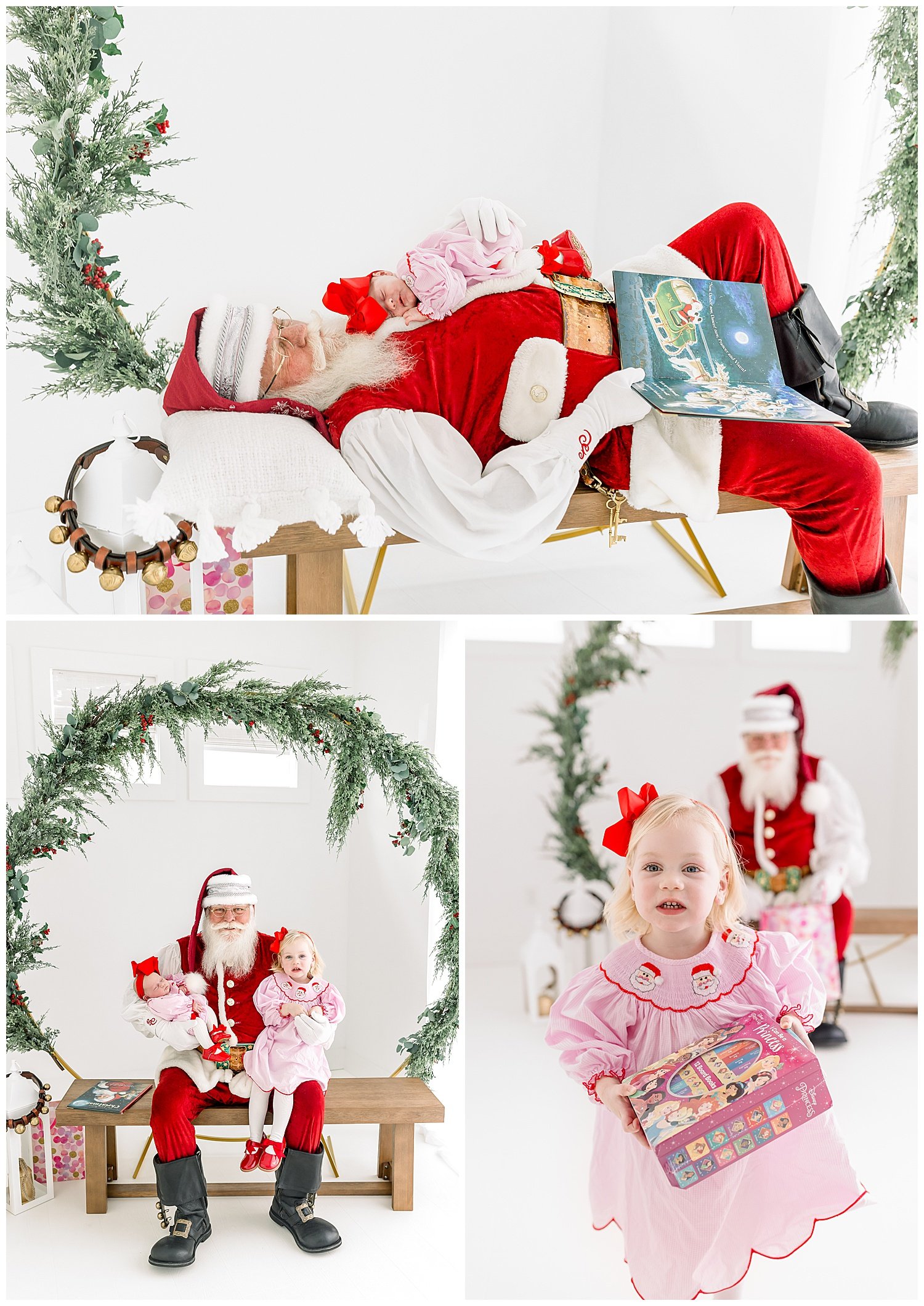 newborn sleeping on santa