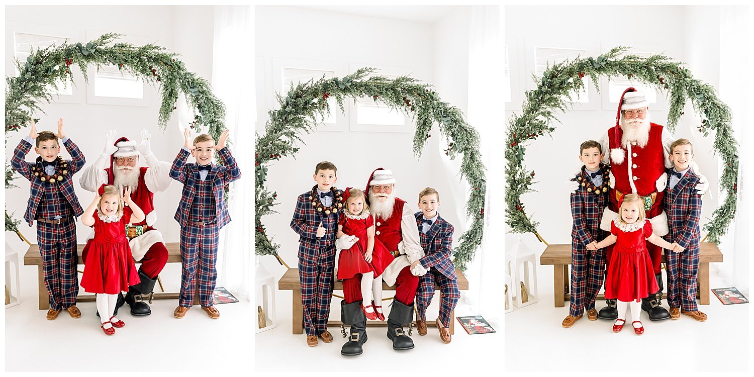 children photographed in holiday outfits