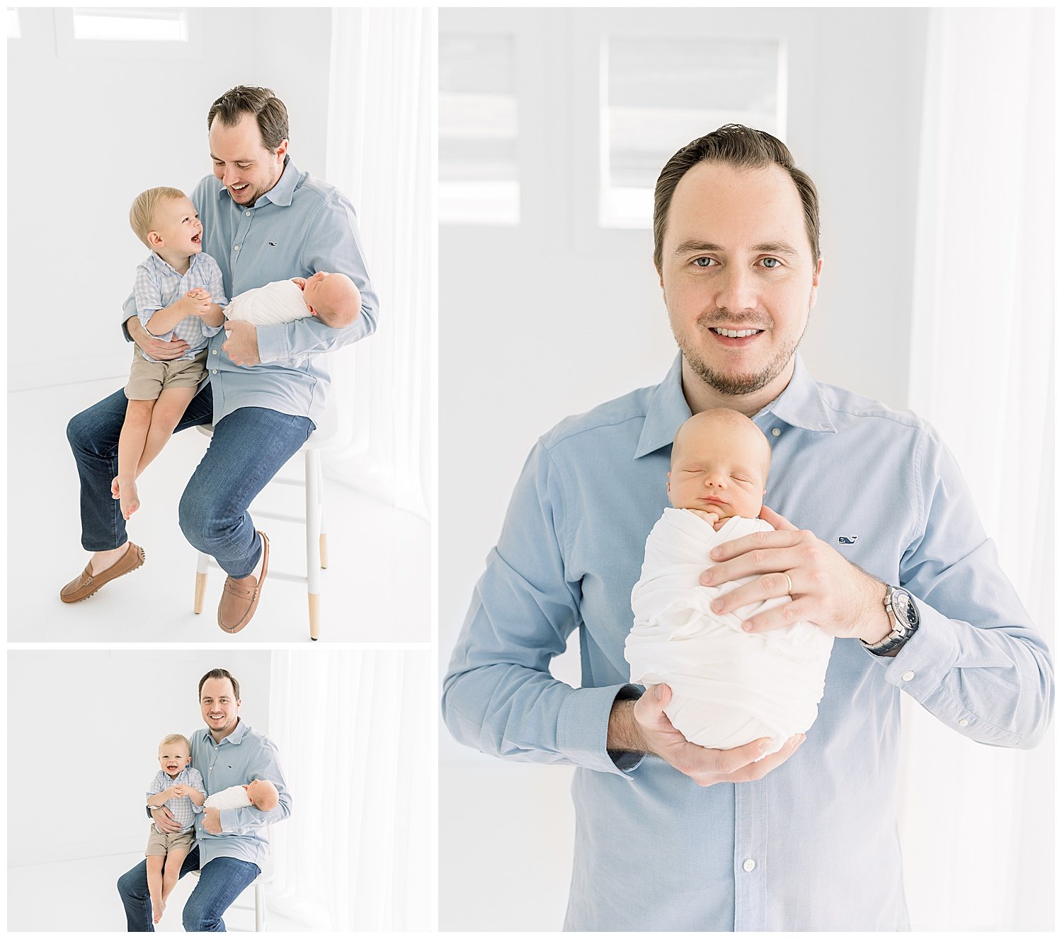 dad holding two sons