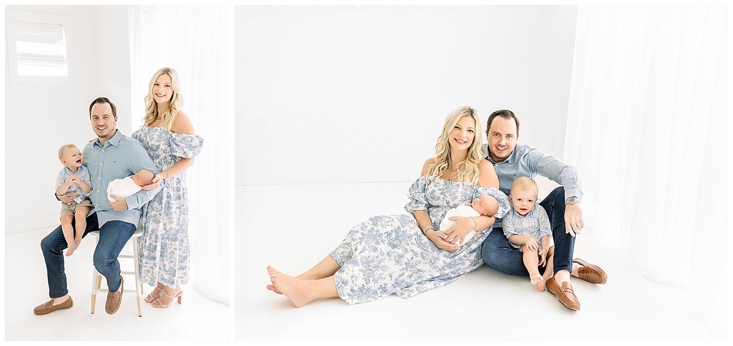 family of for posed for newborn pictures